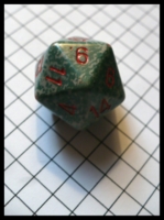Dice : Dice - 20D - Green and Grey Camo With Red Letters